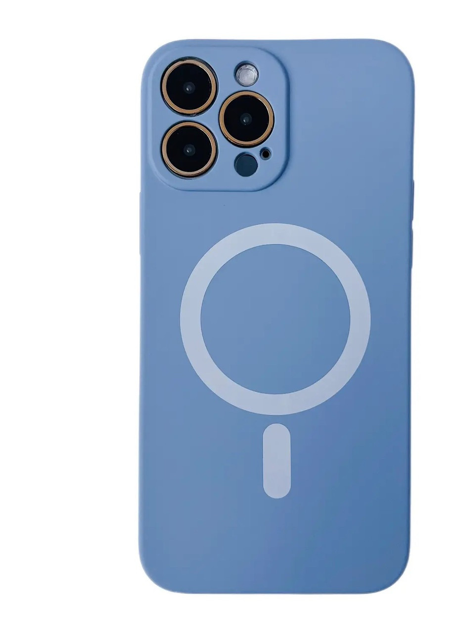Силиконовый Чехол Silicone Case Закрытая камера с MagSafe для iPhone 12 Pro Max Серо-голубой No Brand (255457087)