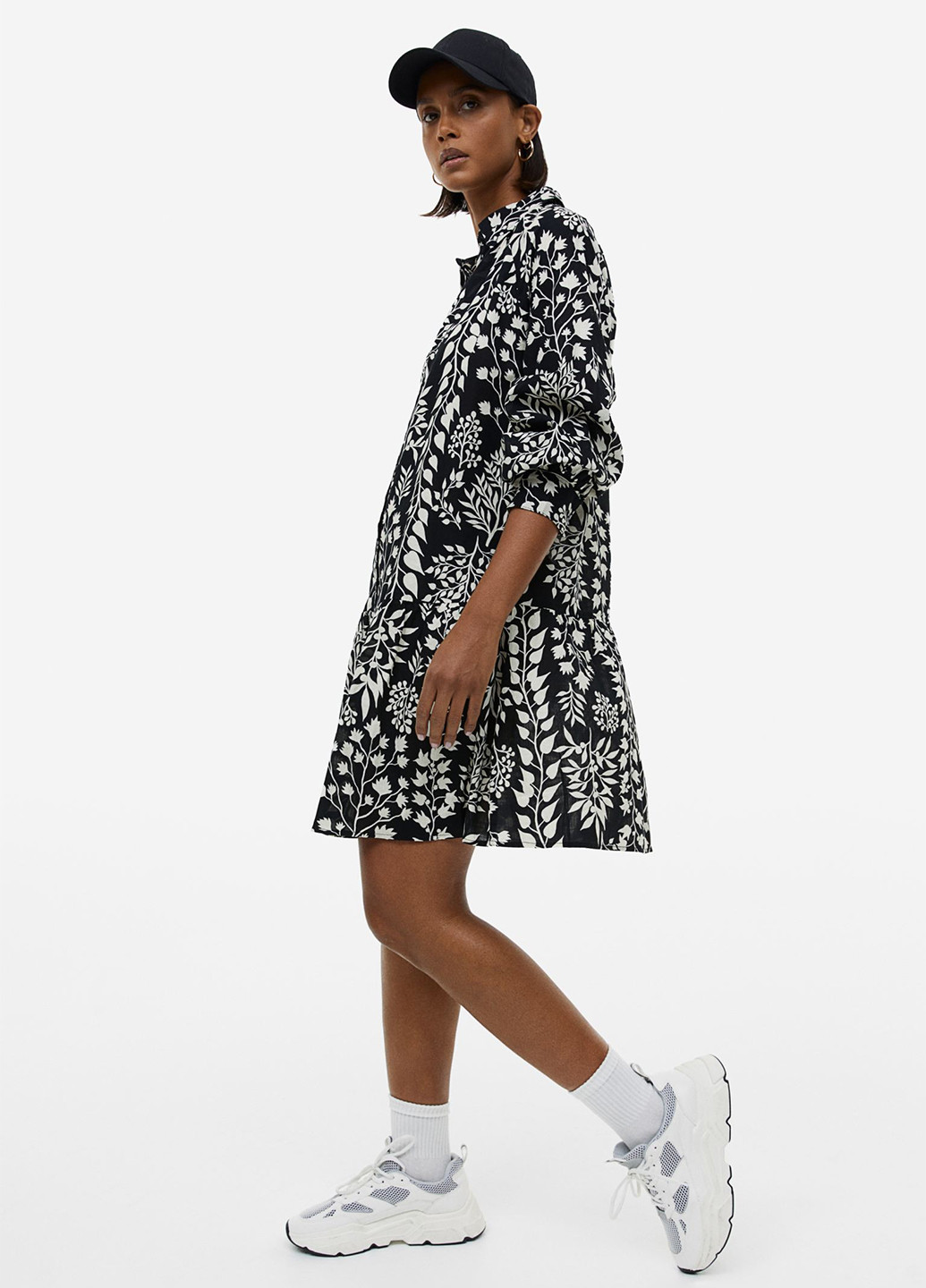 Чорно-білий кежуал сукня а-силует H&M з малюнком
