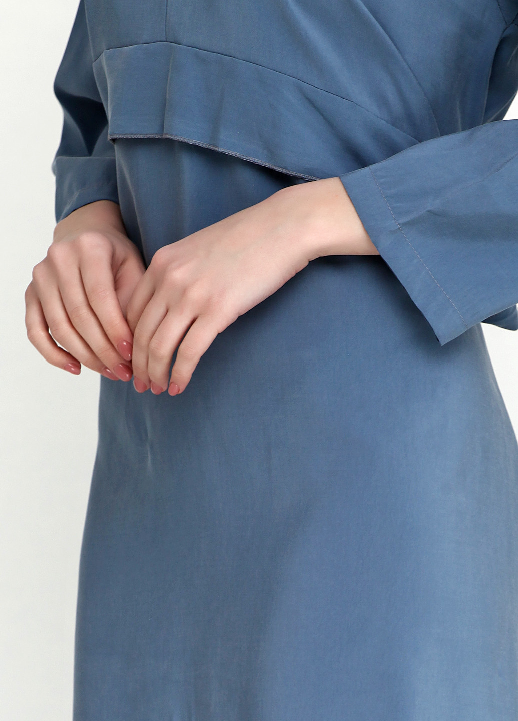 Темно-голубое кэжуал платье миди Stella Milani однотонное