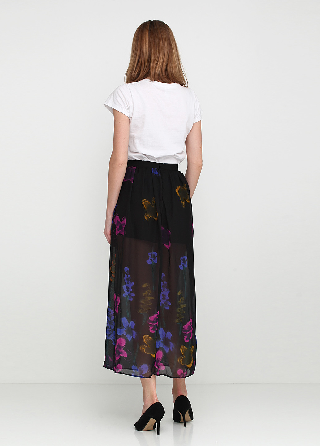 Черная кэжуал цветочной расцветки юбка Amy Gee макси