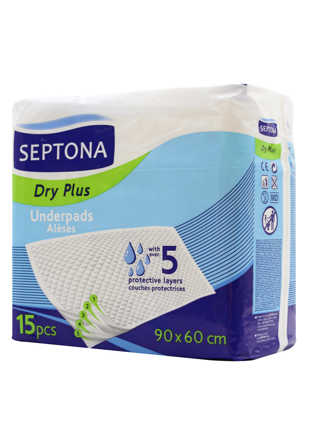 Пеленки влагопоглощающие одноразовые Dry Plus 60*90 15 шт Septona (255295037)