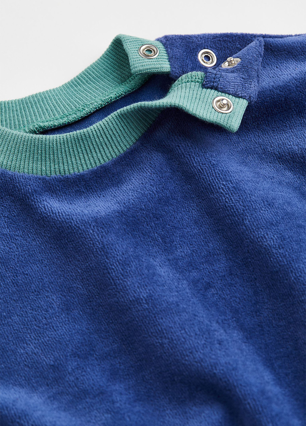 H&M свитшот однотонный синий кэжуал хлопок, велюр
