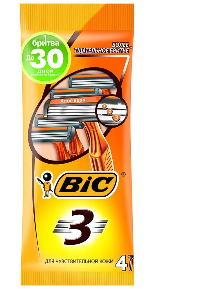 Набор бритв без сменных картриджей Sensitive 3 4 шт Bic (247634234)