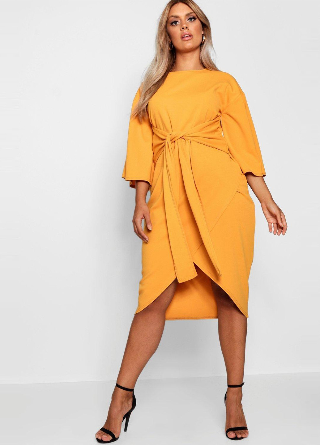 Горчичное кэжуал платье Boohoo однотонное