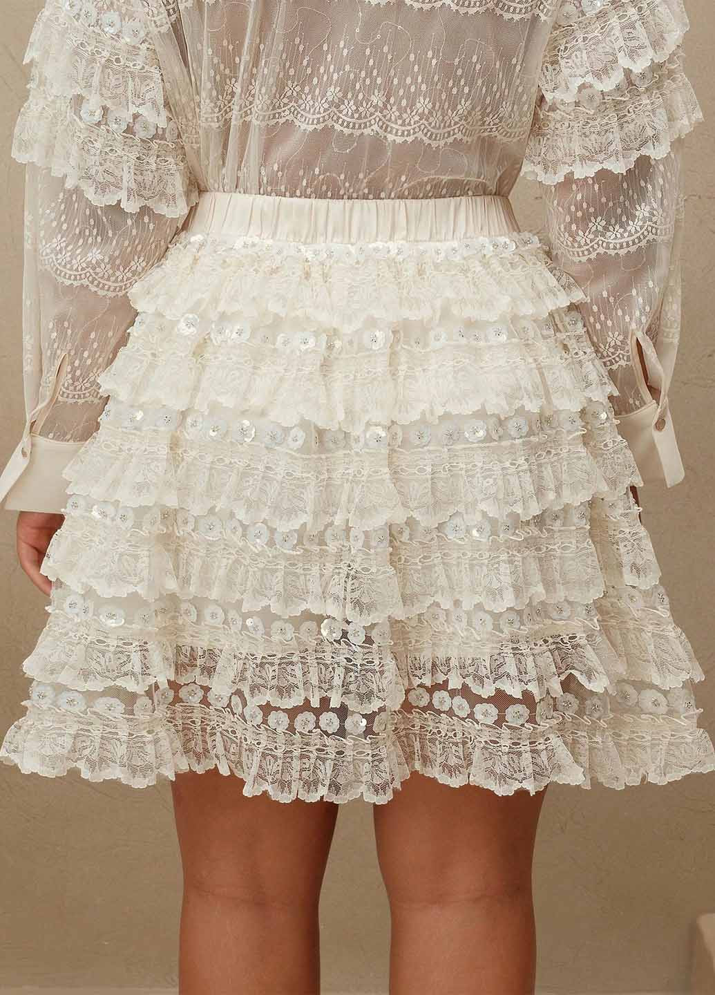 Молочная коктейльный, вечерний однотонная юбка SHEIN