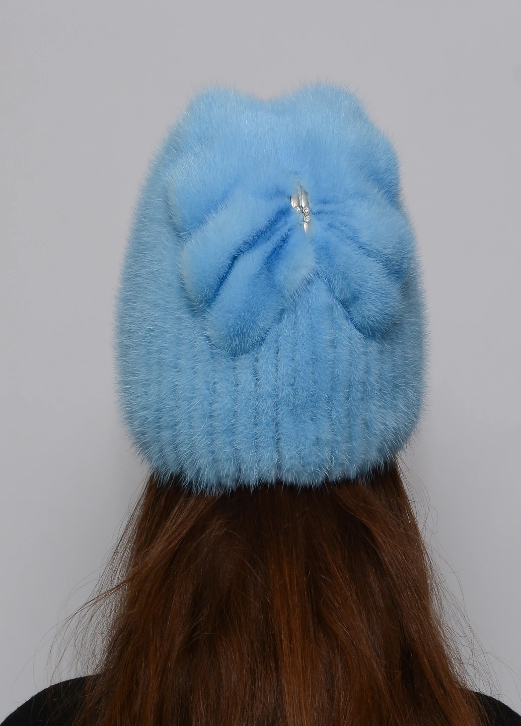 Зимняя норковая вязаная шапка Меховой Стиль Бабочка (198443632)