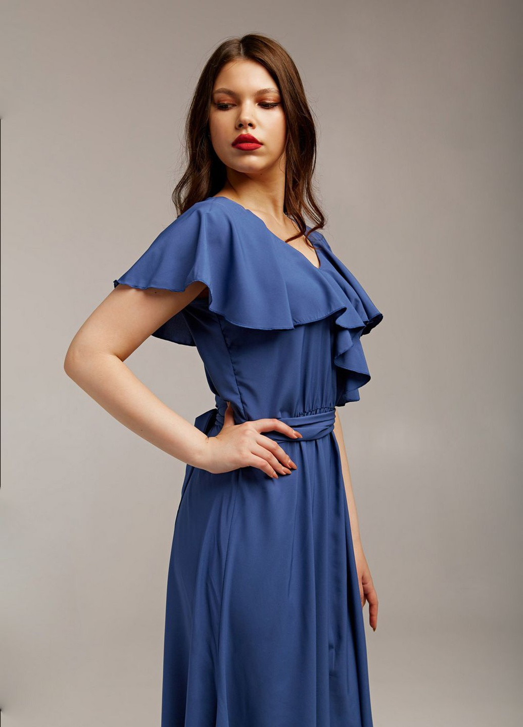 Синее кэжуал платье so-78338-jns Alpama однотонное