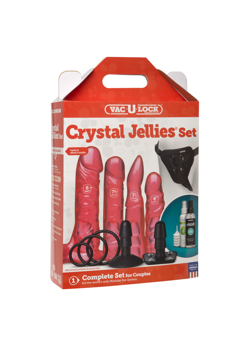 Набор для страпона Vac-U-Lock Crystal Jellies Set, диаметр 3,8см, 2х4,5см, 5,1см Doc Johnson (251948040)
