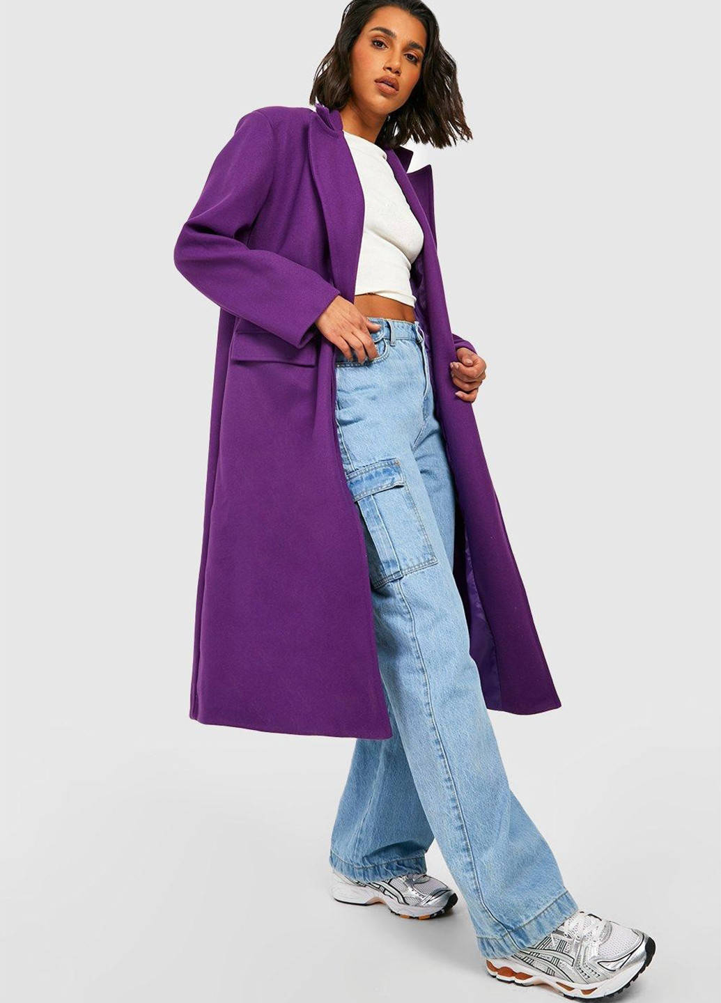 Фиолетовое демисезонное Пальто оверсайз Boohoo