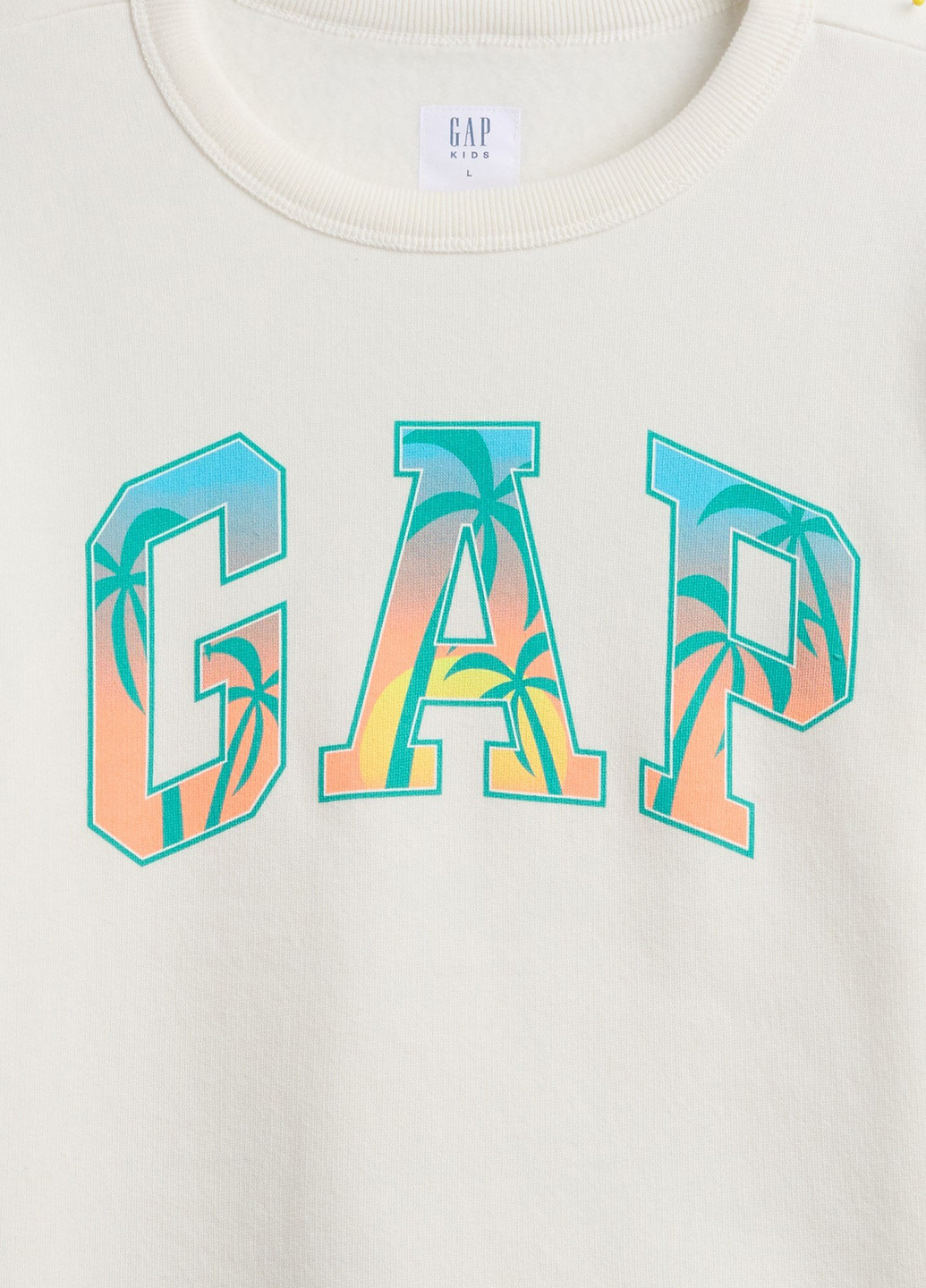 Gap свитшот логотип молочный кэжуал хлопок, двунитка с начесом