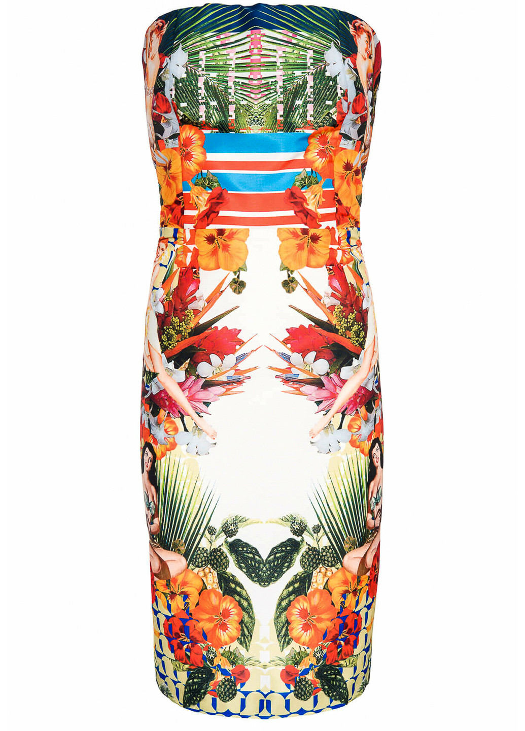 Комбинированное коктейльное платье Pinko с цветочным принтом