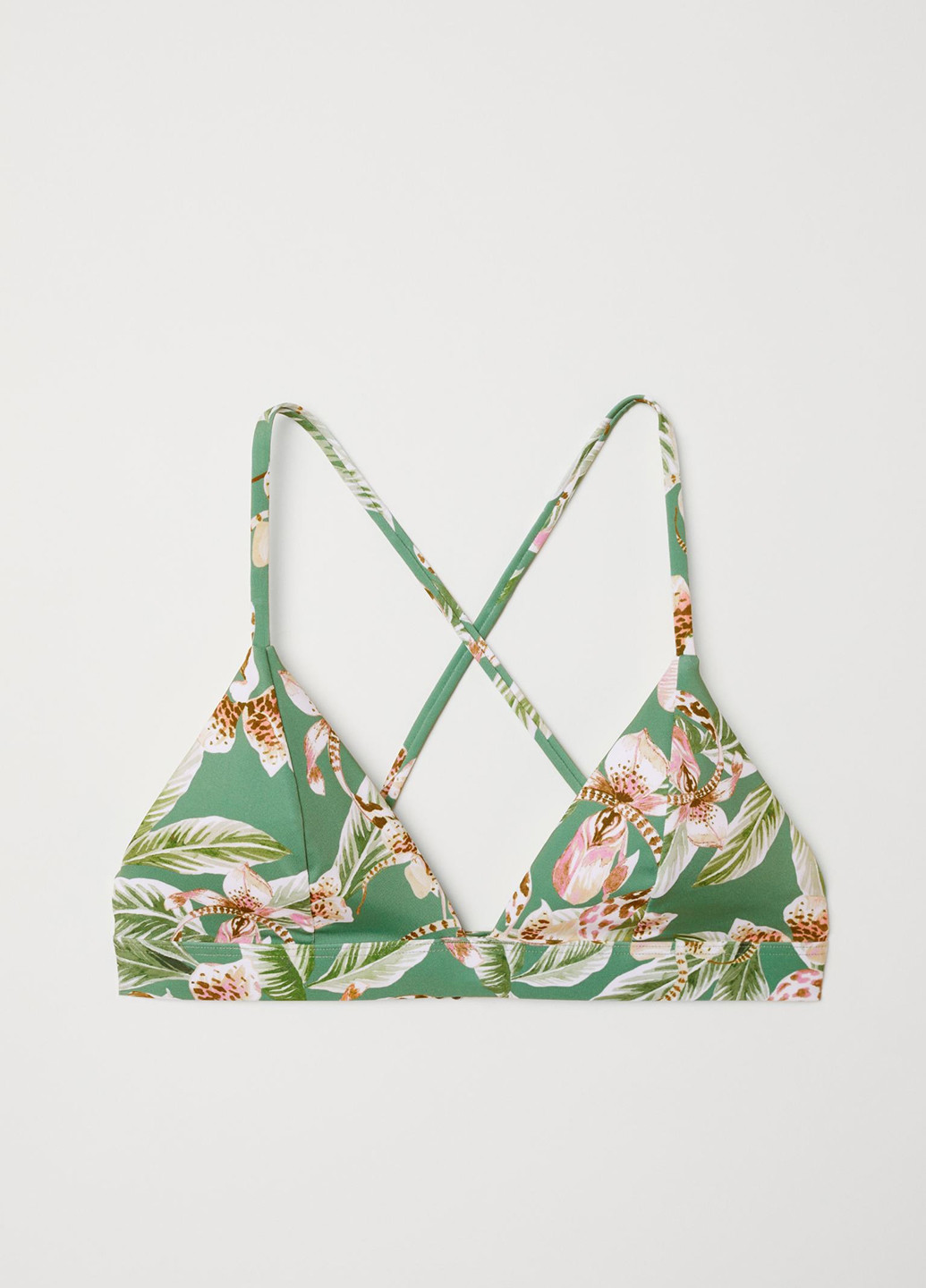 Купальный лиф H&M бикини цветочный зелёный пляжный полиэстер