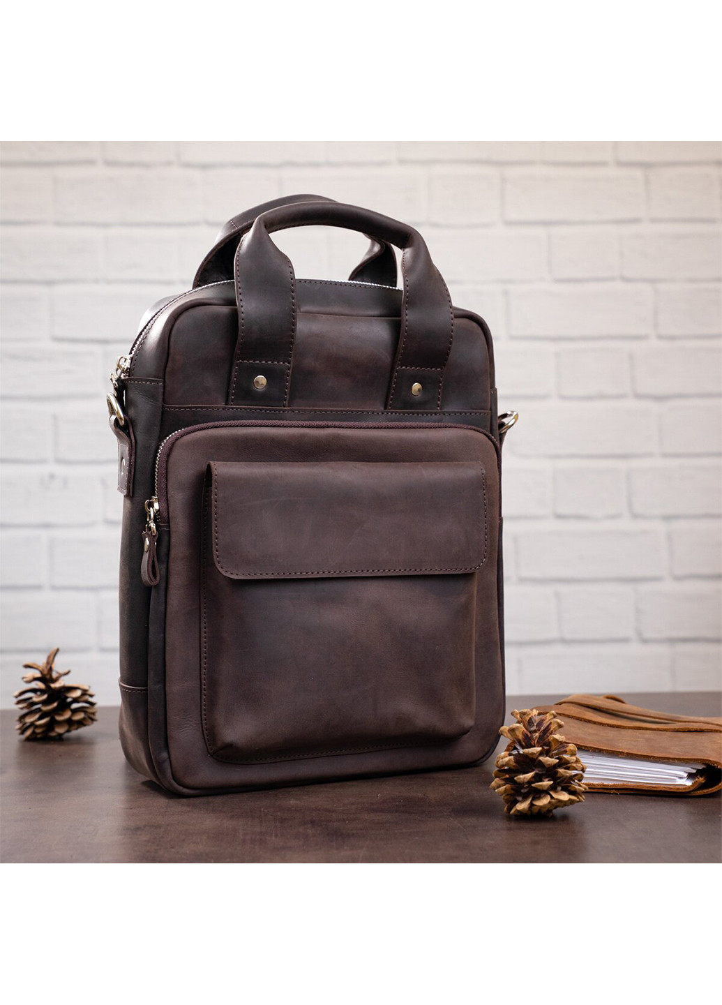 Мужская кожаная сумка 25х33х7 см Shvigel (252129667)