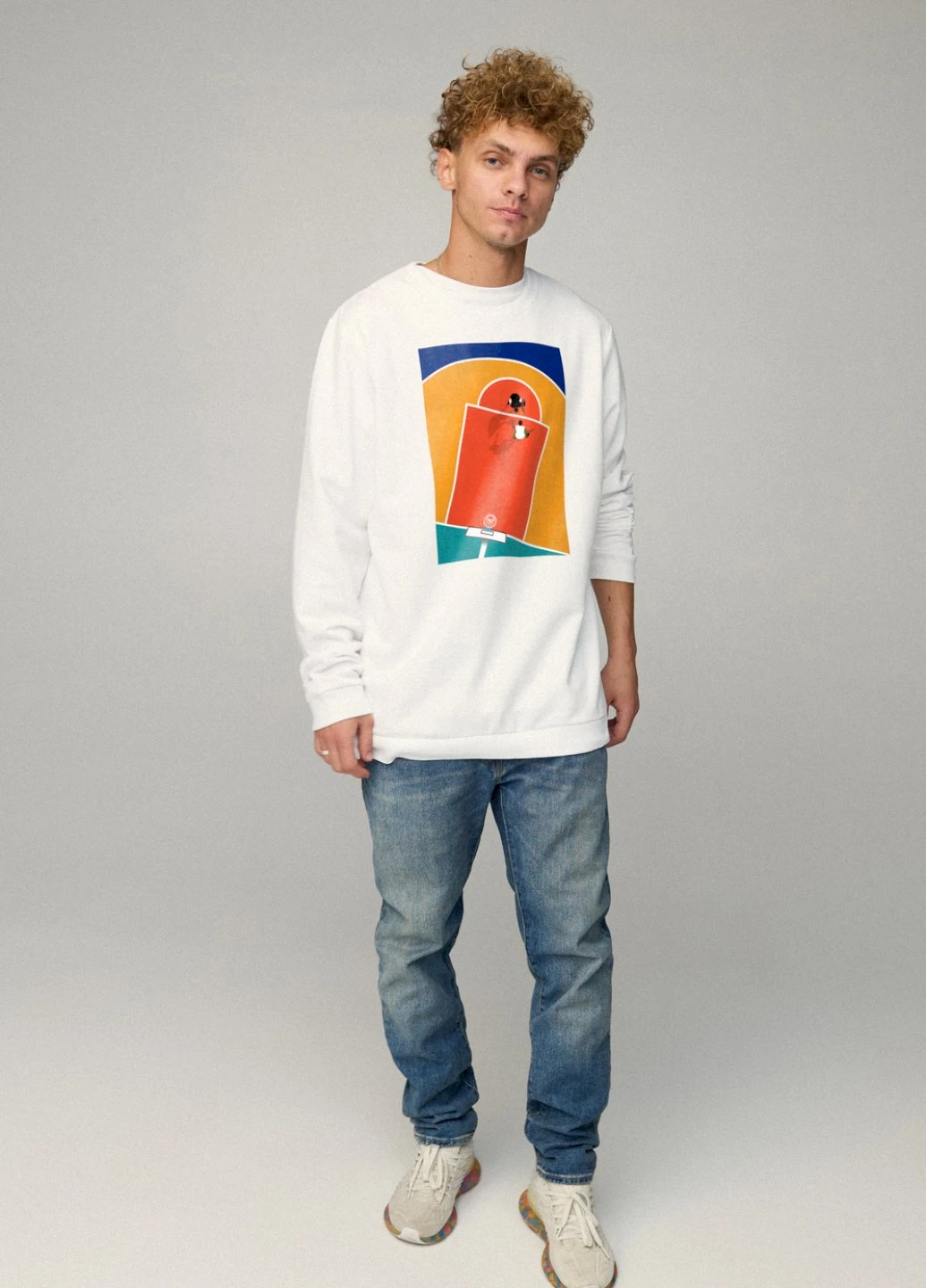 Белый світшот чоловічий oversize /no flis/ YAPPI рисунок (254557435)
