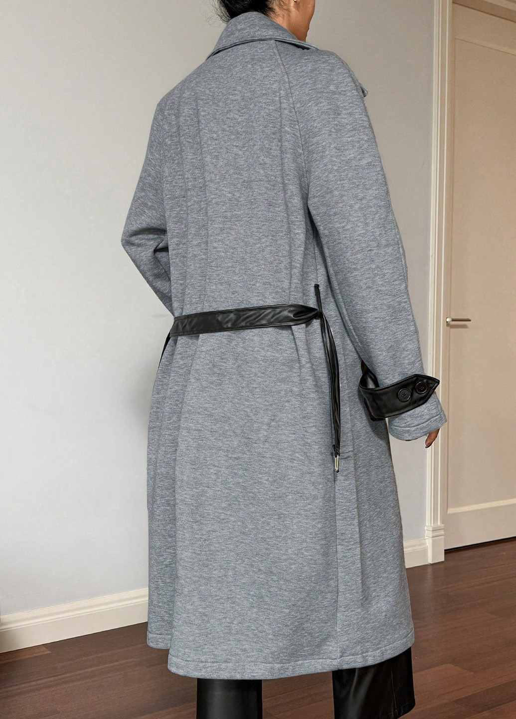 Сіре демісезонне Пальто однобортне SHEIN