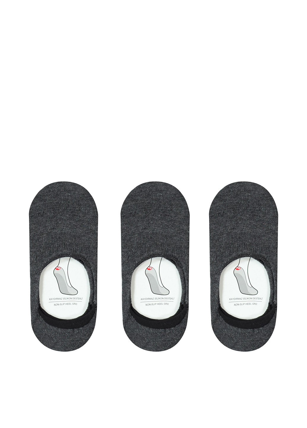 Серые носки (3 пары) UNITED4 однотонные (329148641)