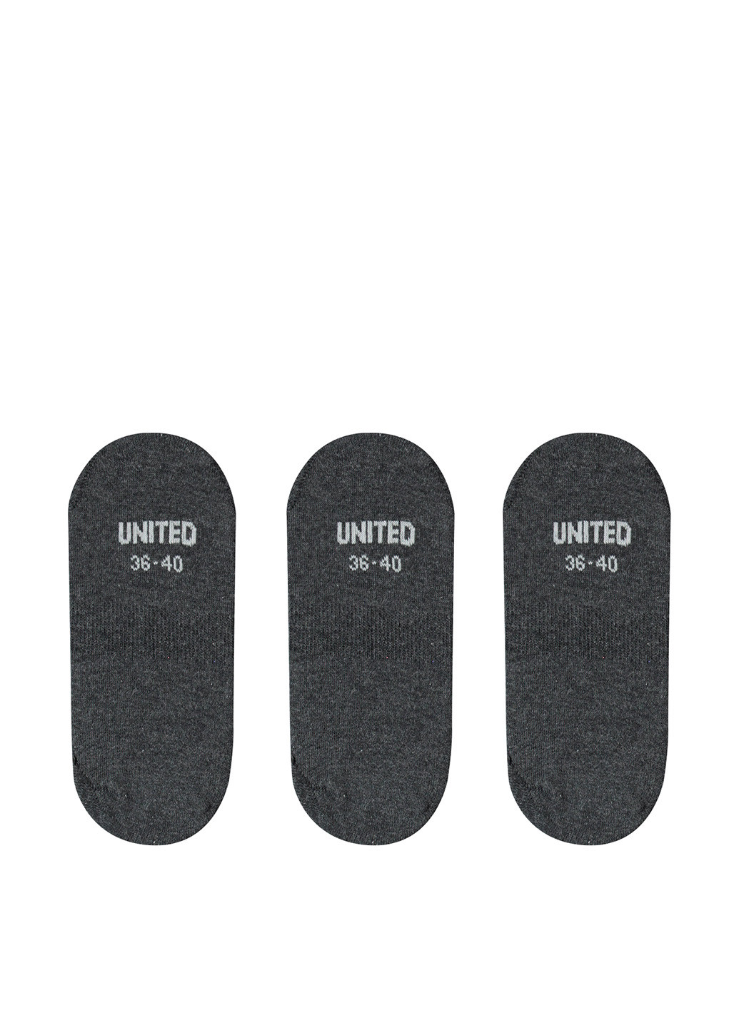 Серые носки (3 пары) UNITED4 однотонные (329148641)
