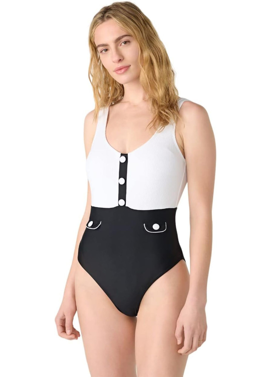 Черно-белый летний купальник слитный Karl Lagerfeld