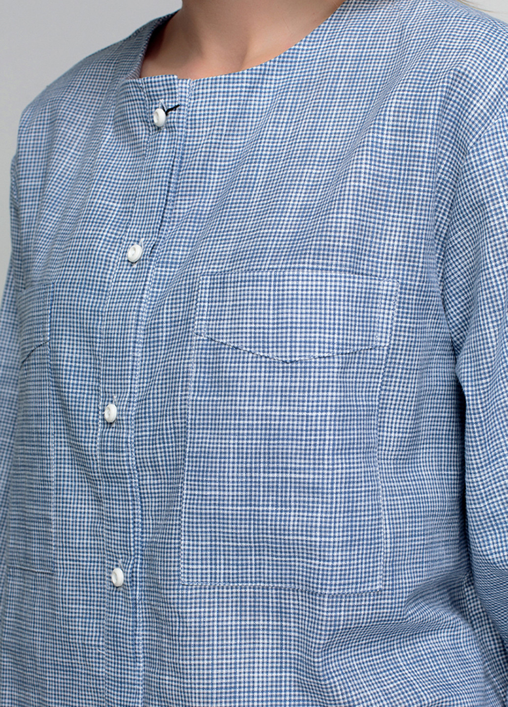 Бледно-синяя кэжуал рубашка с геометрическим узором F'91