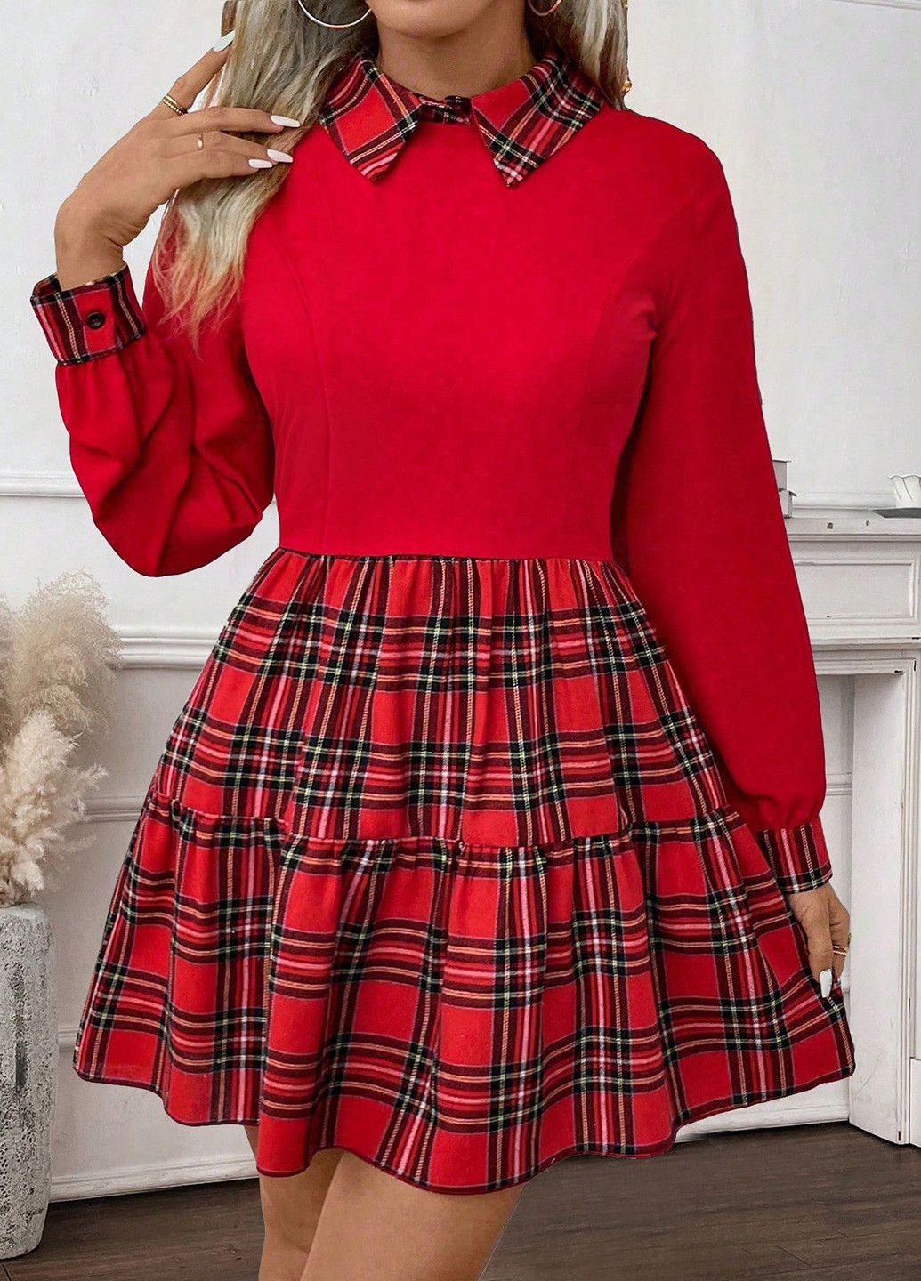 Комбінована кежуал сукня кльош SHEIN колор блок