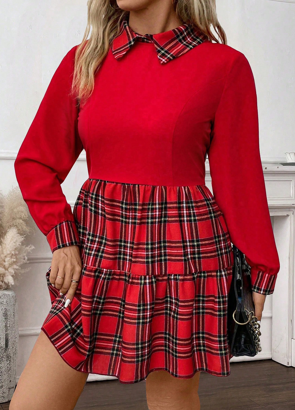 Комбінована кежуал сукня кльош SHEIN колор блок