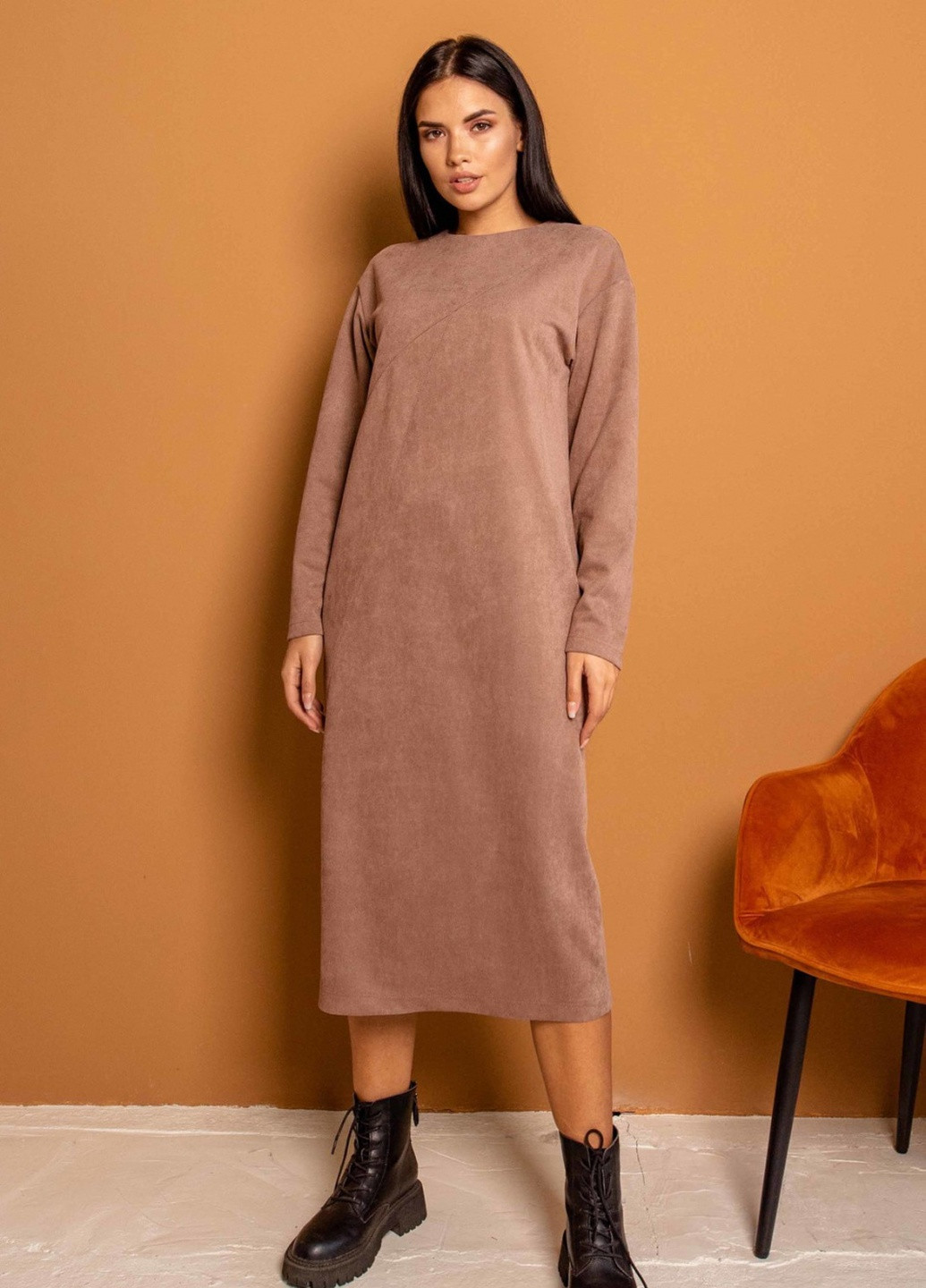 Бежевое кэжуал платье Ри Мари однотонное