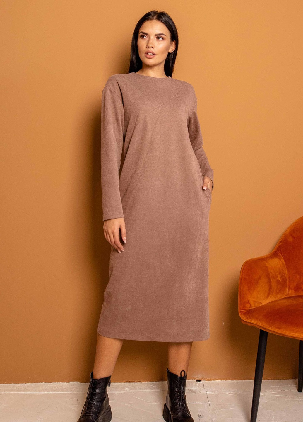 Бежевое кэжуал платье Ри Мари однотонное