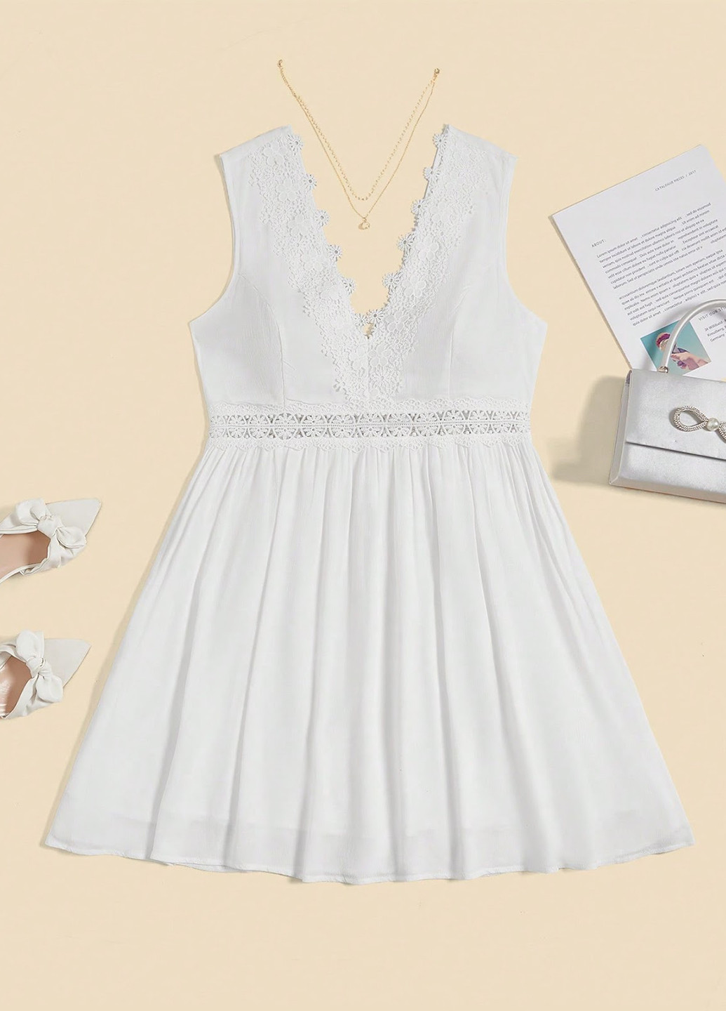 Белое кэжуал платье SHEIN однотонное