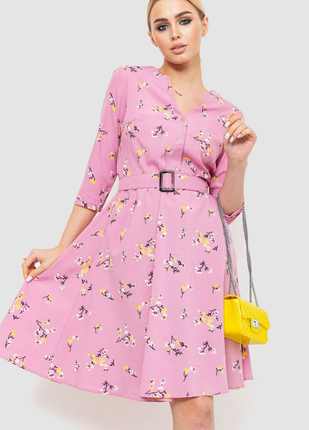 Розово-лиловое кэжуал платье клеш Ager с цветочным принтом