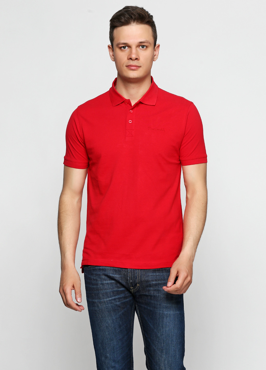 Красная футболка-поло для мужчин Pierre Cardin однотонная