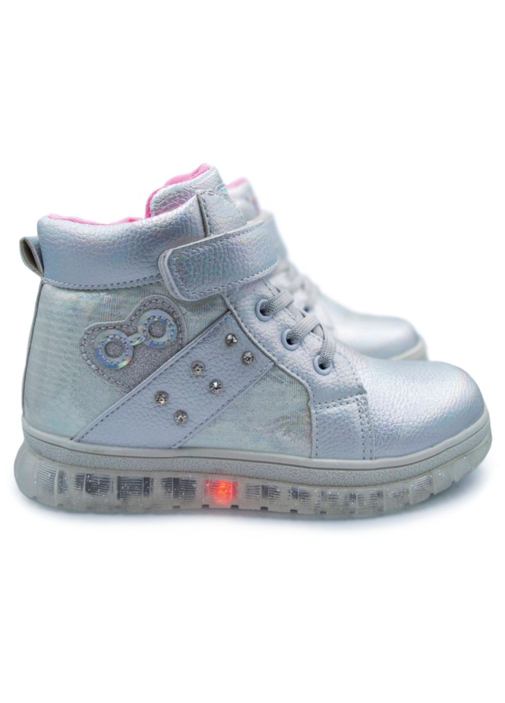 Серебряные осенние демисезонная обувь для девочки, ботинки, сапожки, р.28-33 Clibee