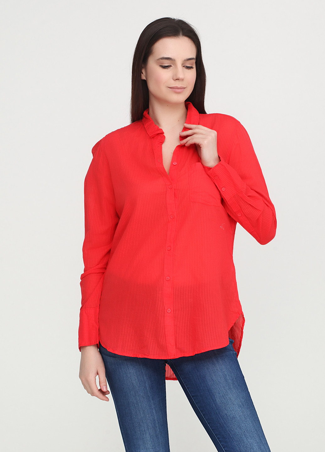 Красная кэжуал рубашка в полоску H&M