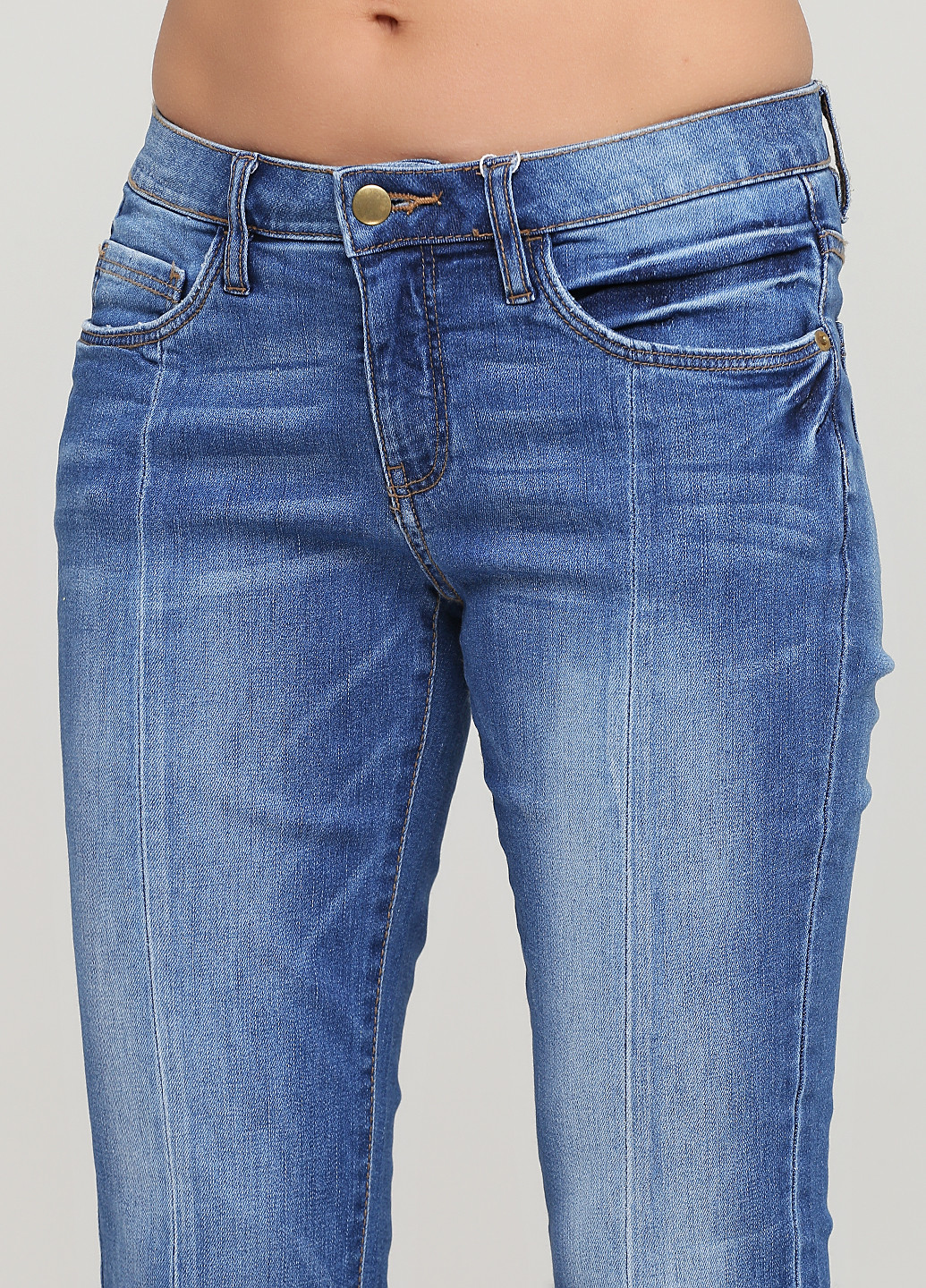 Синие демисезонные укороченные, зауженные джинсы Heine
