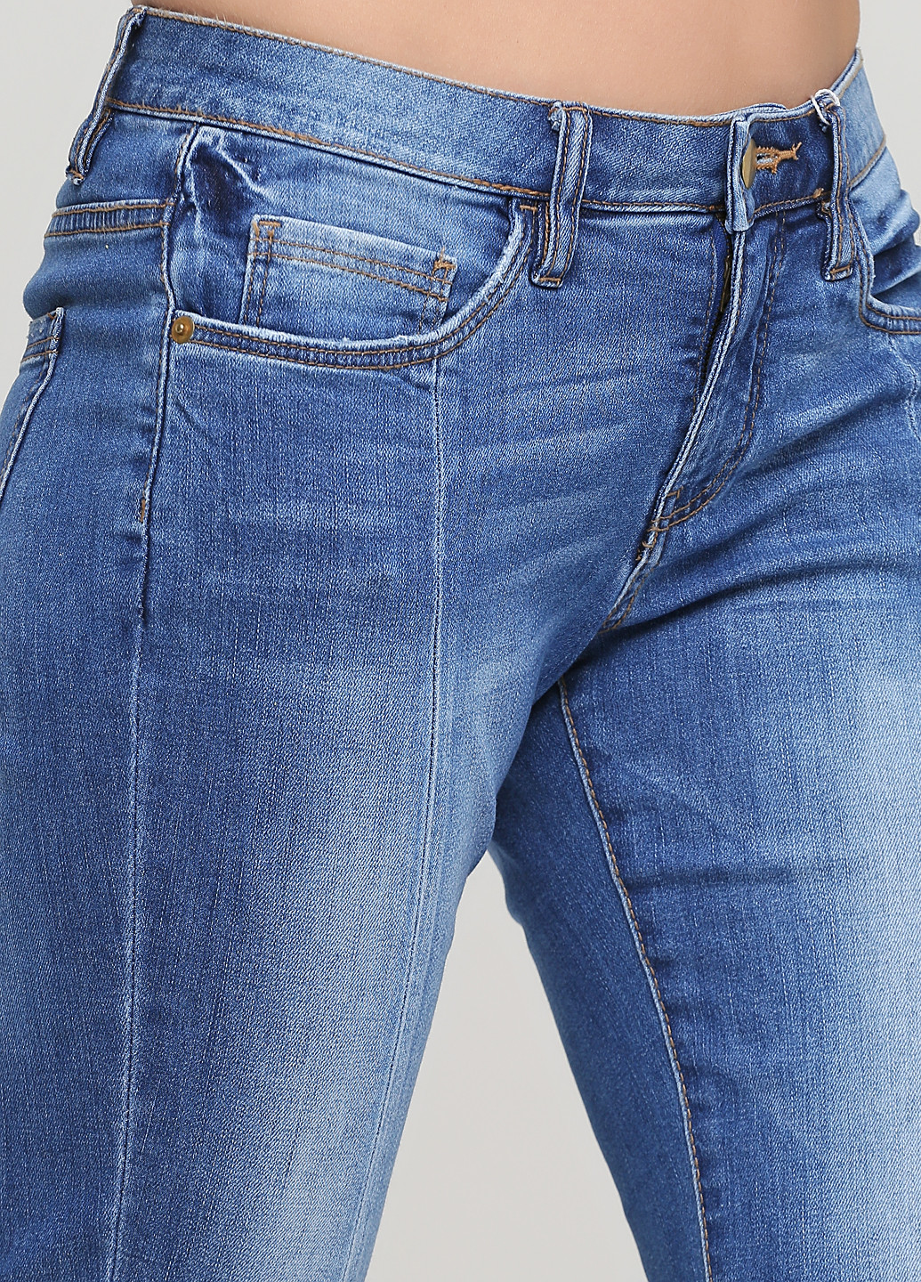 Джинси Heine вкорочені, завужені однотонні сині джинсові бавовна