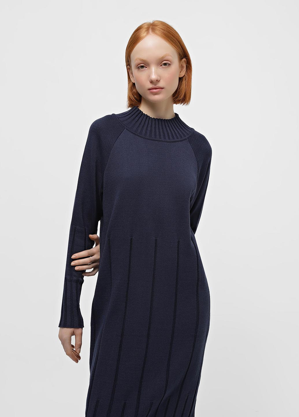 Темно-синя кежуал сукня сукня светр Braska однотонна