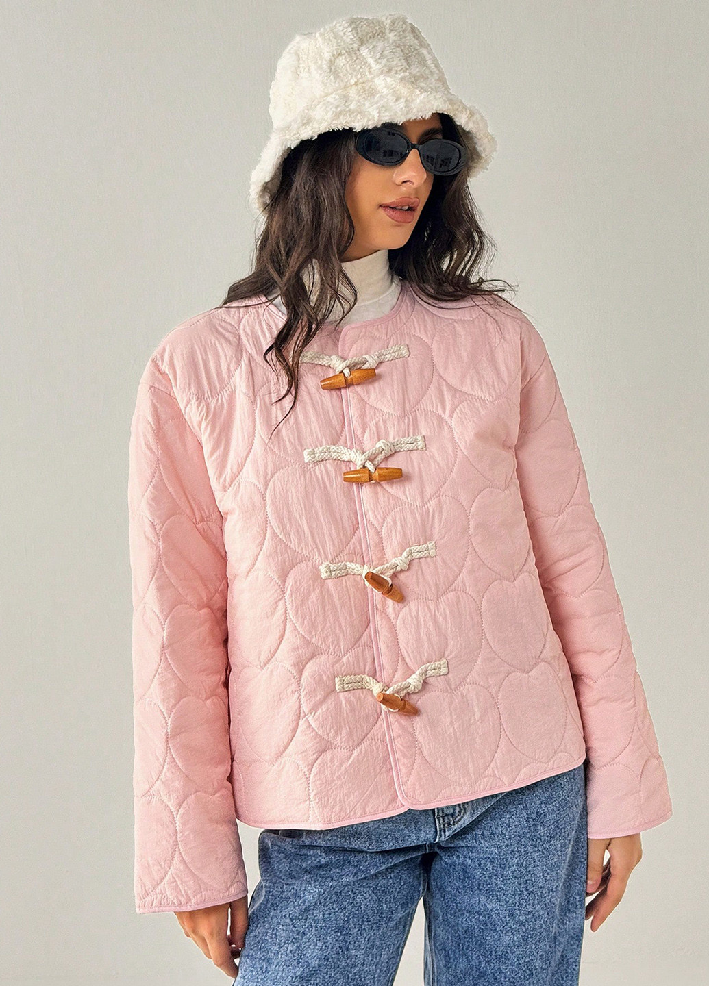 Світло-рожева демісезонна куртка куртка-піджак SHEIN