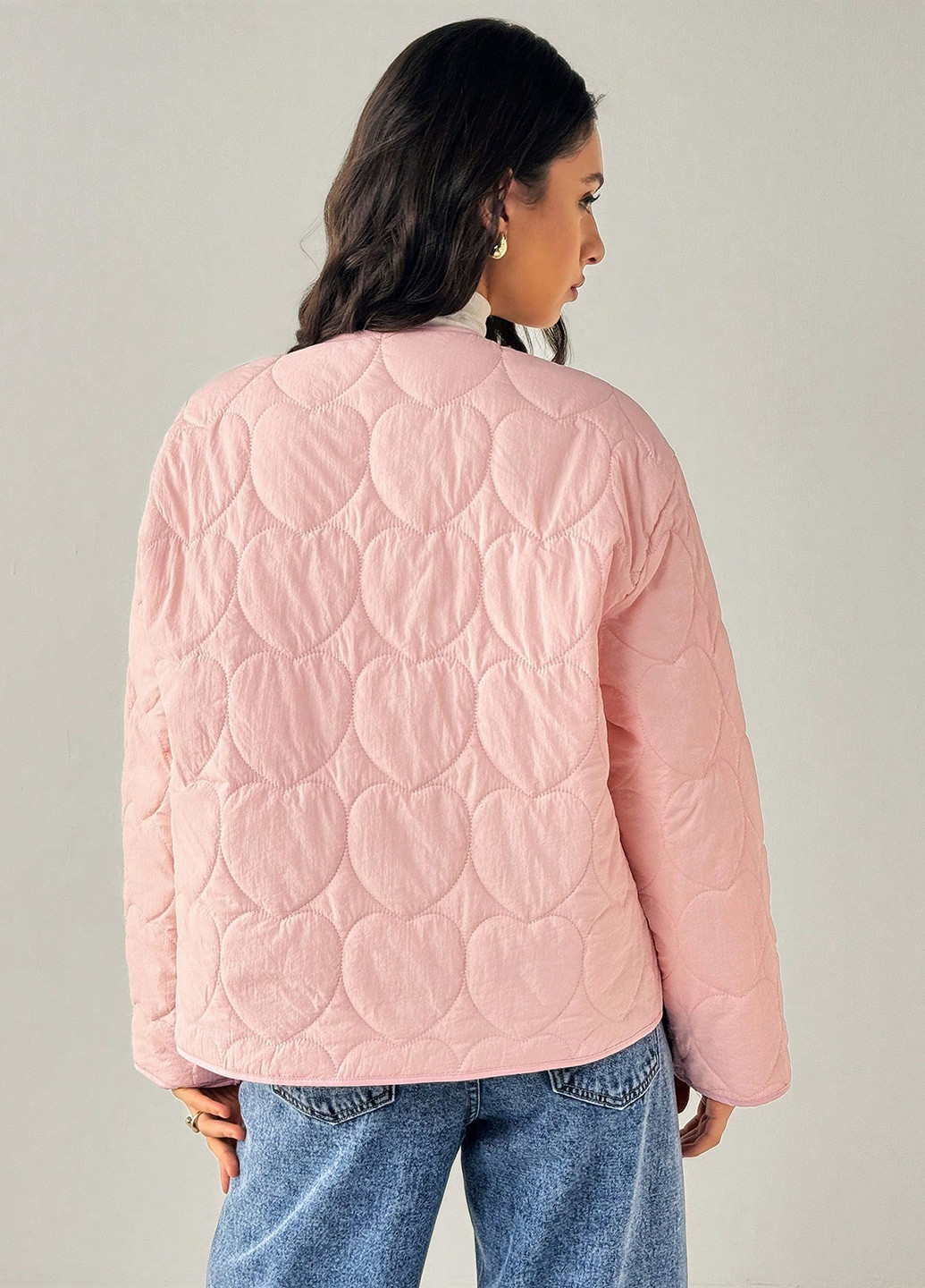 Світло-рожева демісезонна куртка куртка-піджак SHEIN