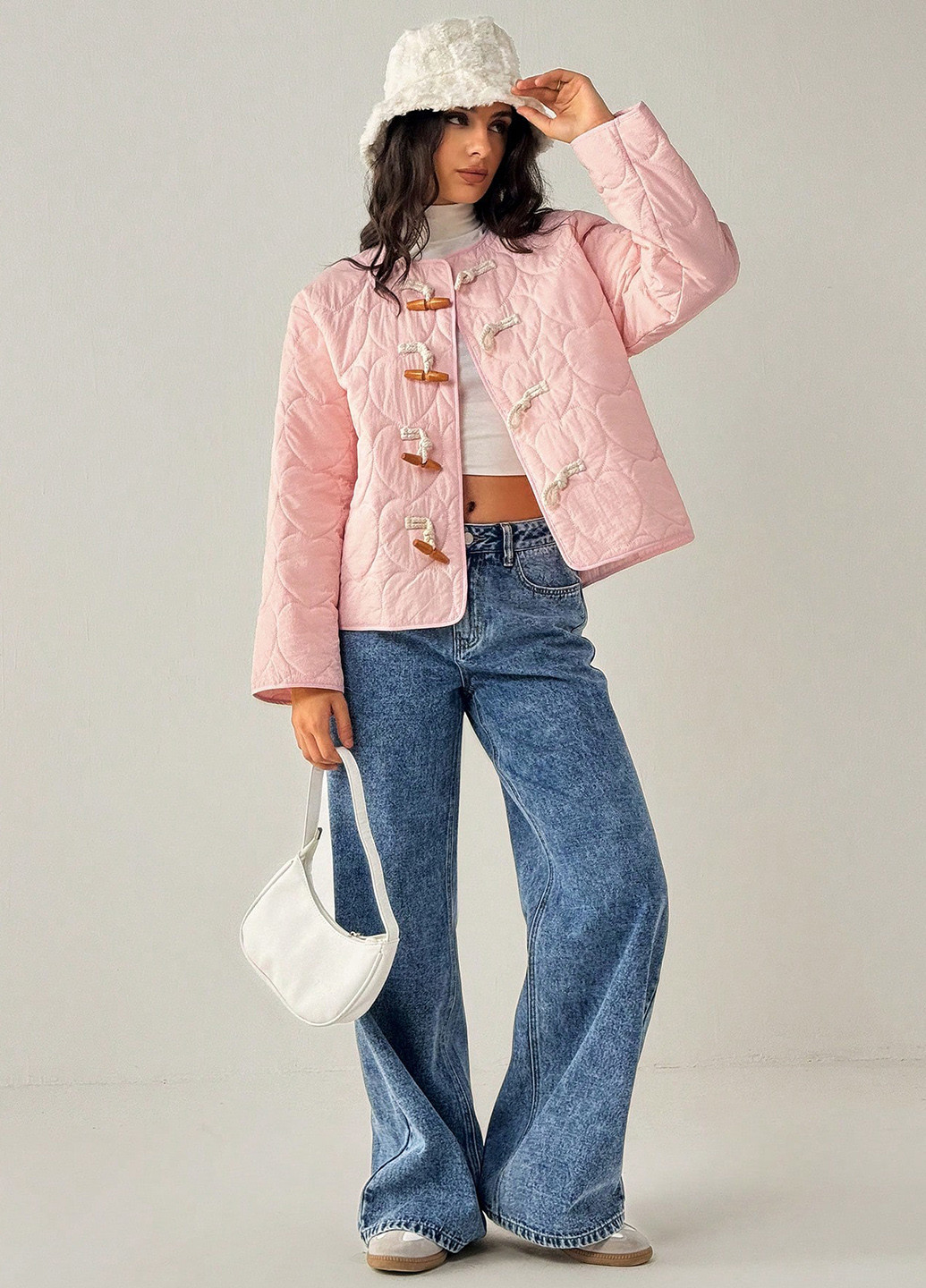 Світло-рожева демісезонна куртка куртка-піджак SHEIN