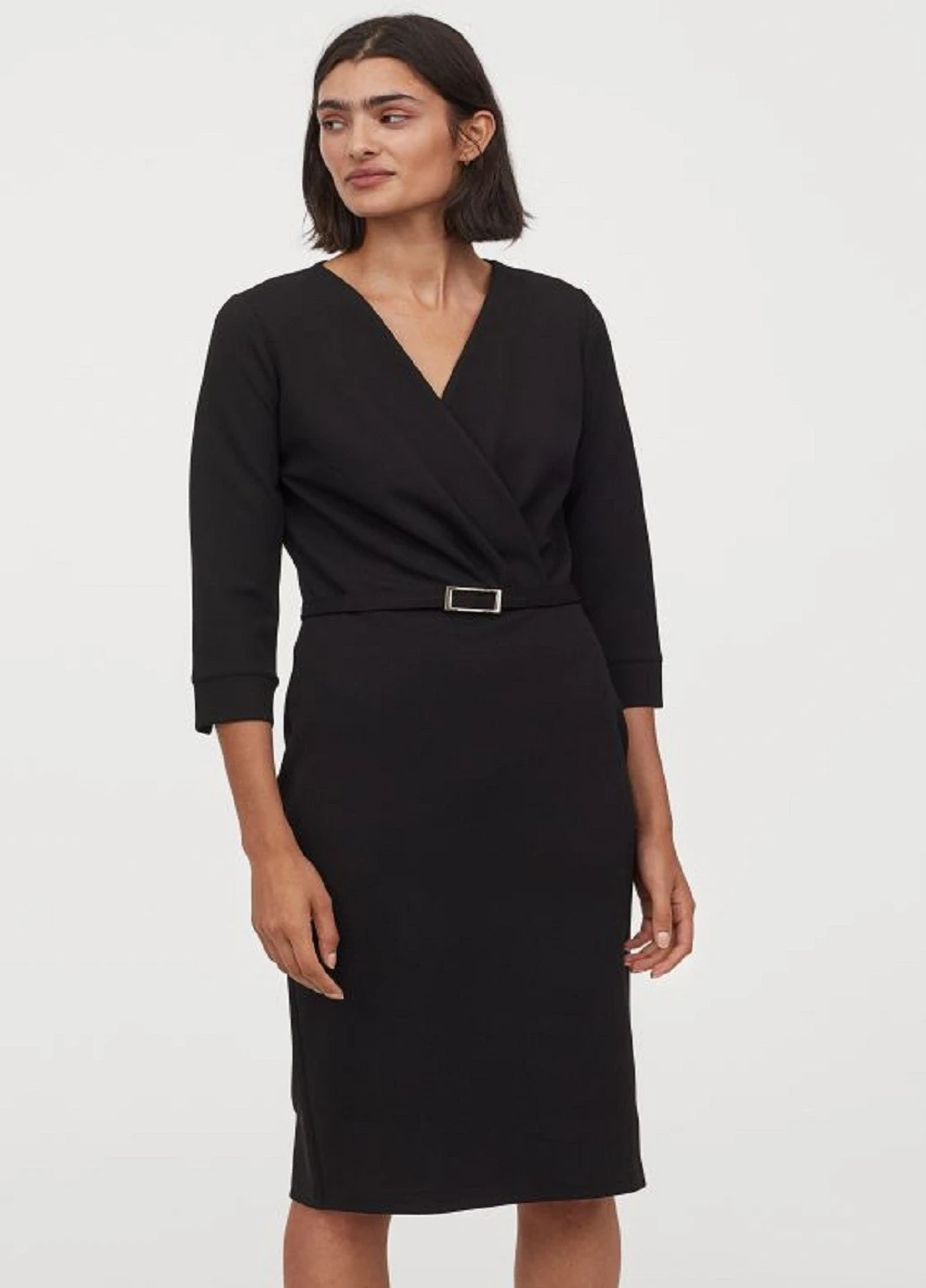 Черное платье H&M однотонное