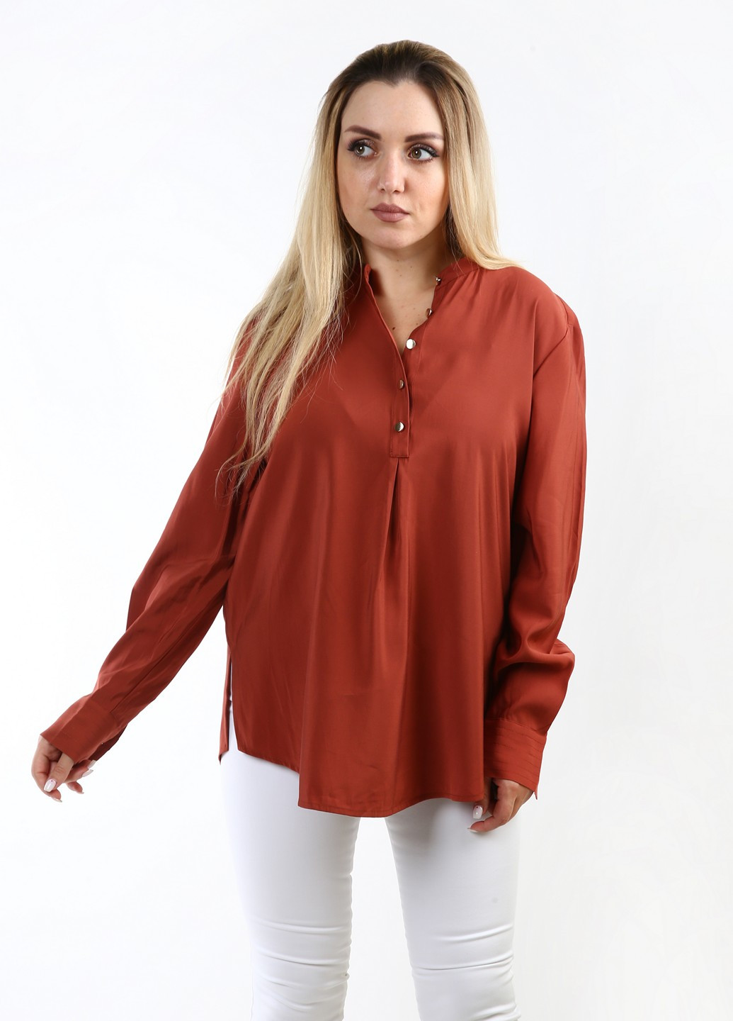 Коричневая кэжуал рубашка однотонная Stefanel