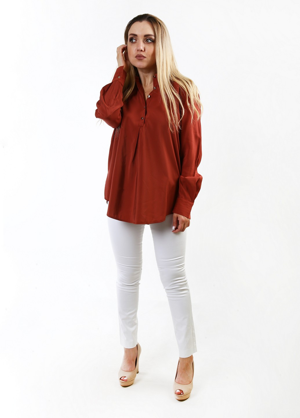 Коричневая кэжуал рубашка однотонная Stefanel