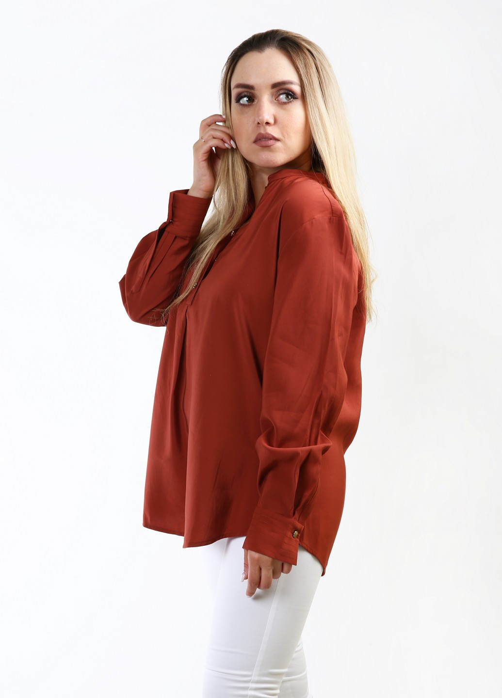 Коричневая кэжуал рубашка однотонная Stefanel