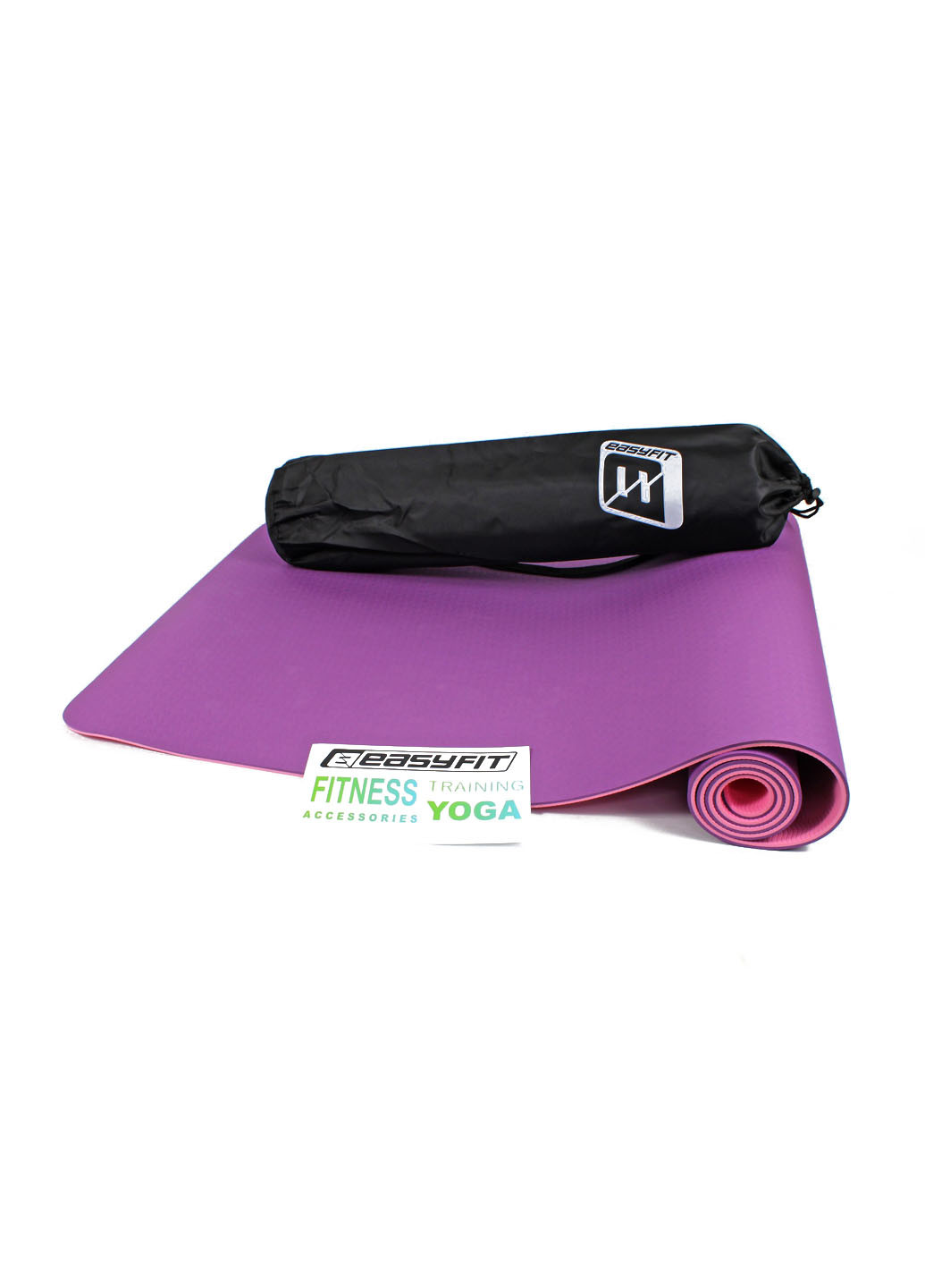 Коврик для йоги TPE+TC ECO-Friendly 6 мм фиолетовый с розовым (мат-каремат спортивный, йогамат для фитнеса, пилатеса) EasyFit (237596255)
