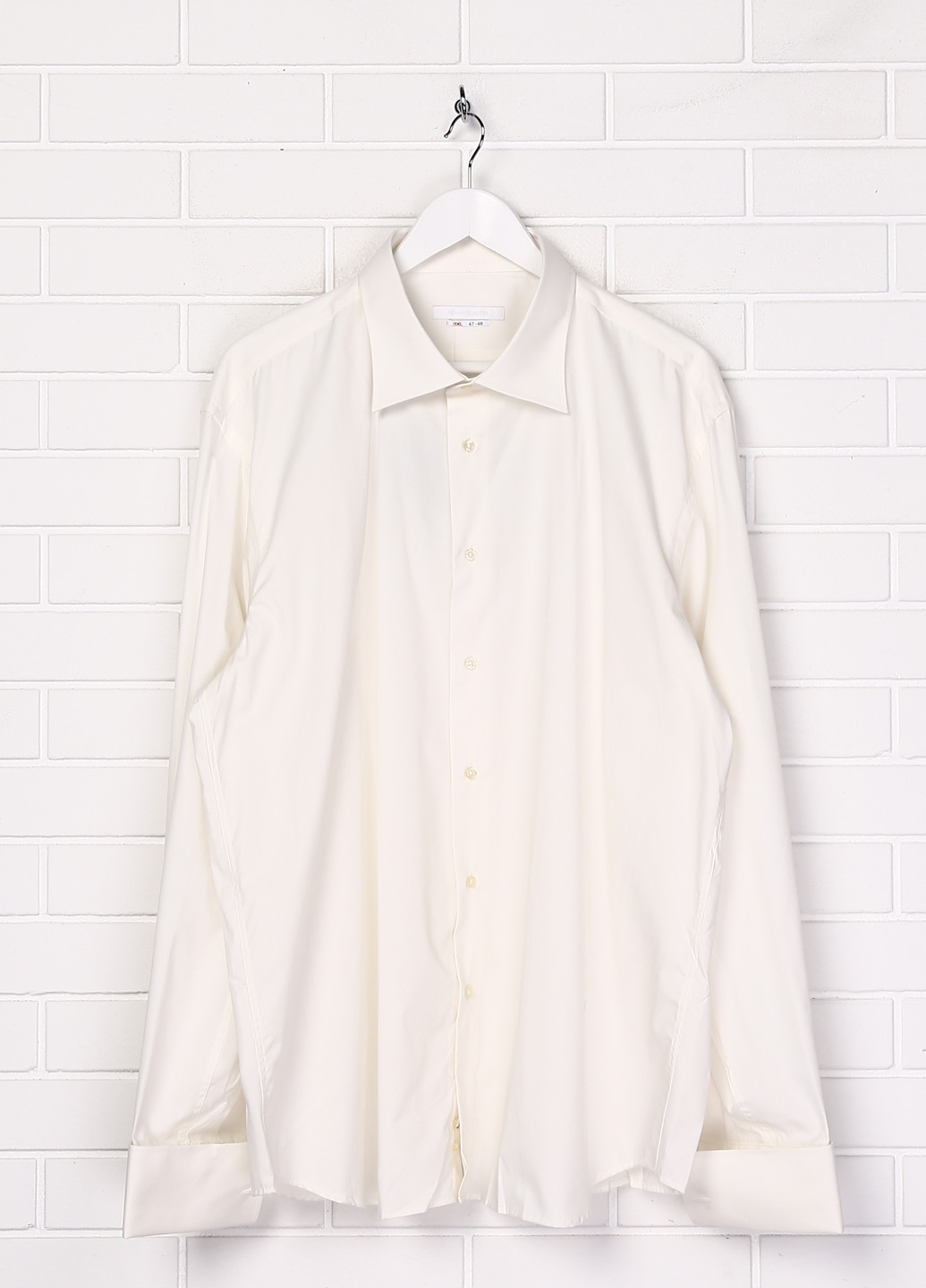 Кремовая классическая рубашка однотонная Romano Botta с длинным рукавом