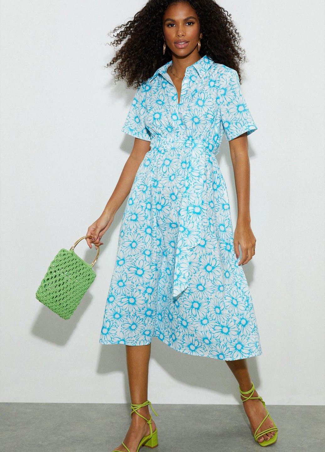 Белое кэжуал платье а-силуэт Dorothy Perkins с цветочным принтом