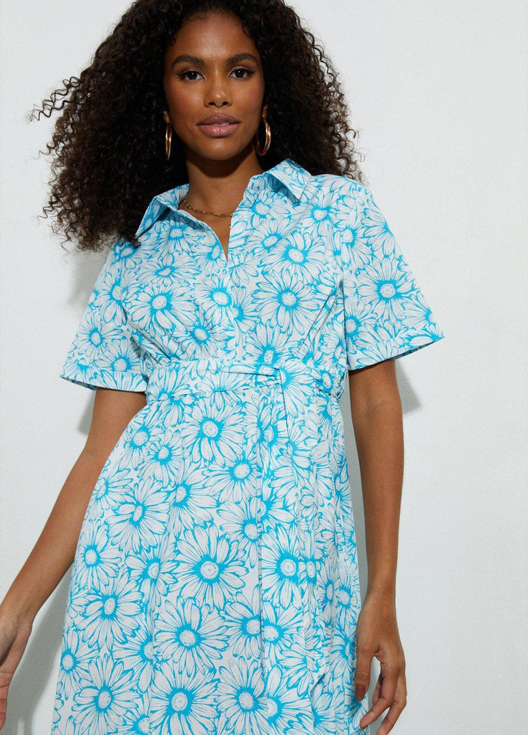 Белое кэжуал платье а-силуэт Dorothy Perkins с цветочным принтом