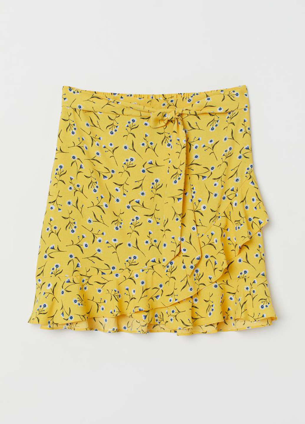 Желтая кэжуал цветочной расцветки юбка H&M а-силуэта (трапеция)