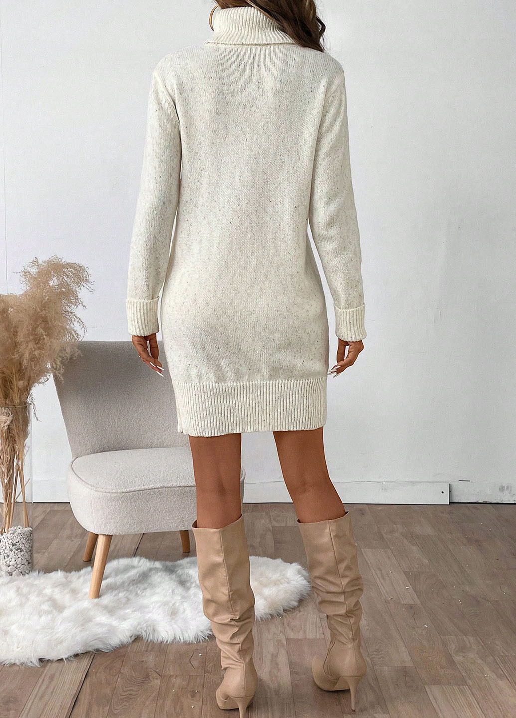 Білий кежуал сукня сукня светр SHEIN однотонна