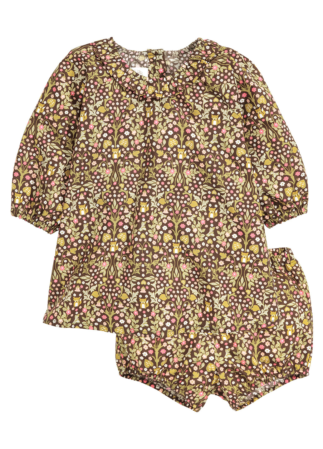 Коричневый летний комплект (платье, трусики) H&M