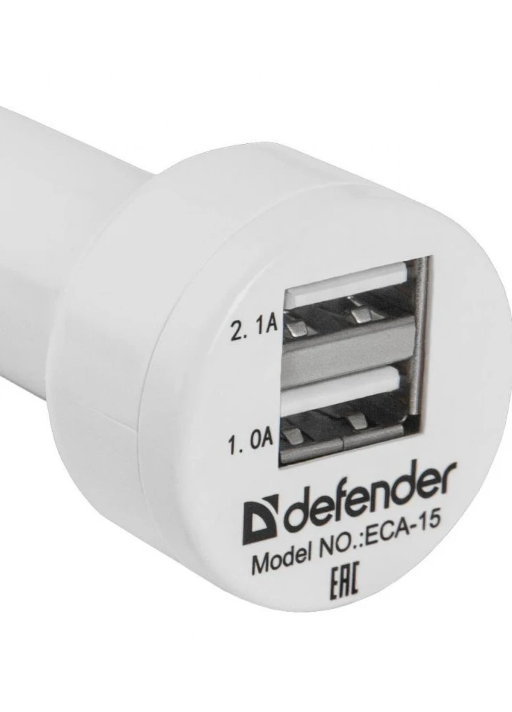 Зарядний пристрій ECA-15, 2 * USB, 5V / 2.1 + 1A, White (83561) Defender (216637449)